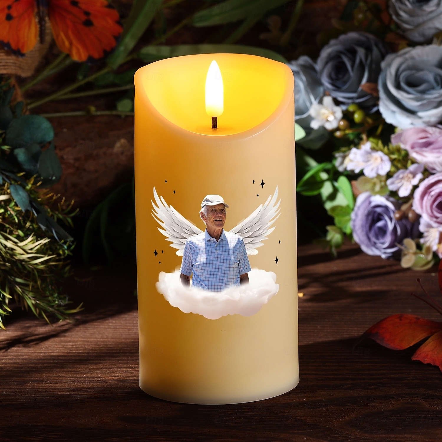 personalizovaný památník led svíčka na zakázku foto sympatie dárky pro ztrátu blízkých, elegantní vzpomínkové světlo pro výzdobu domácí ložnice, pocta zemřelým blízkým 2025 - $18.99 –P5