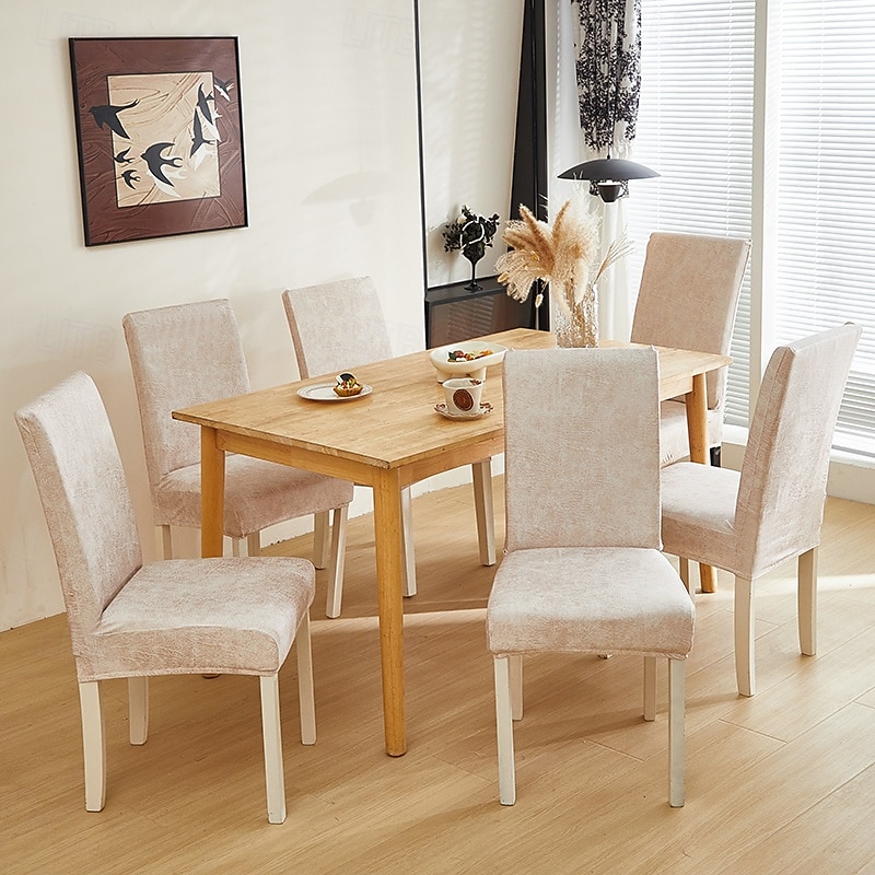 1/2/6 fundas elásticas para sillas de comedor y fundas antideslizantes impermeables de moda para sillas de comedor fundas simples de cuero artificial adecuadas para la decoración del hogar hotel 2025 - $10.99 –P10