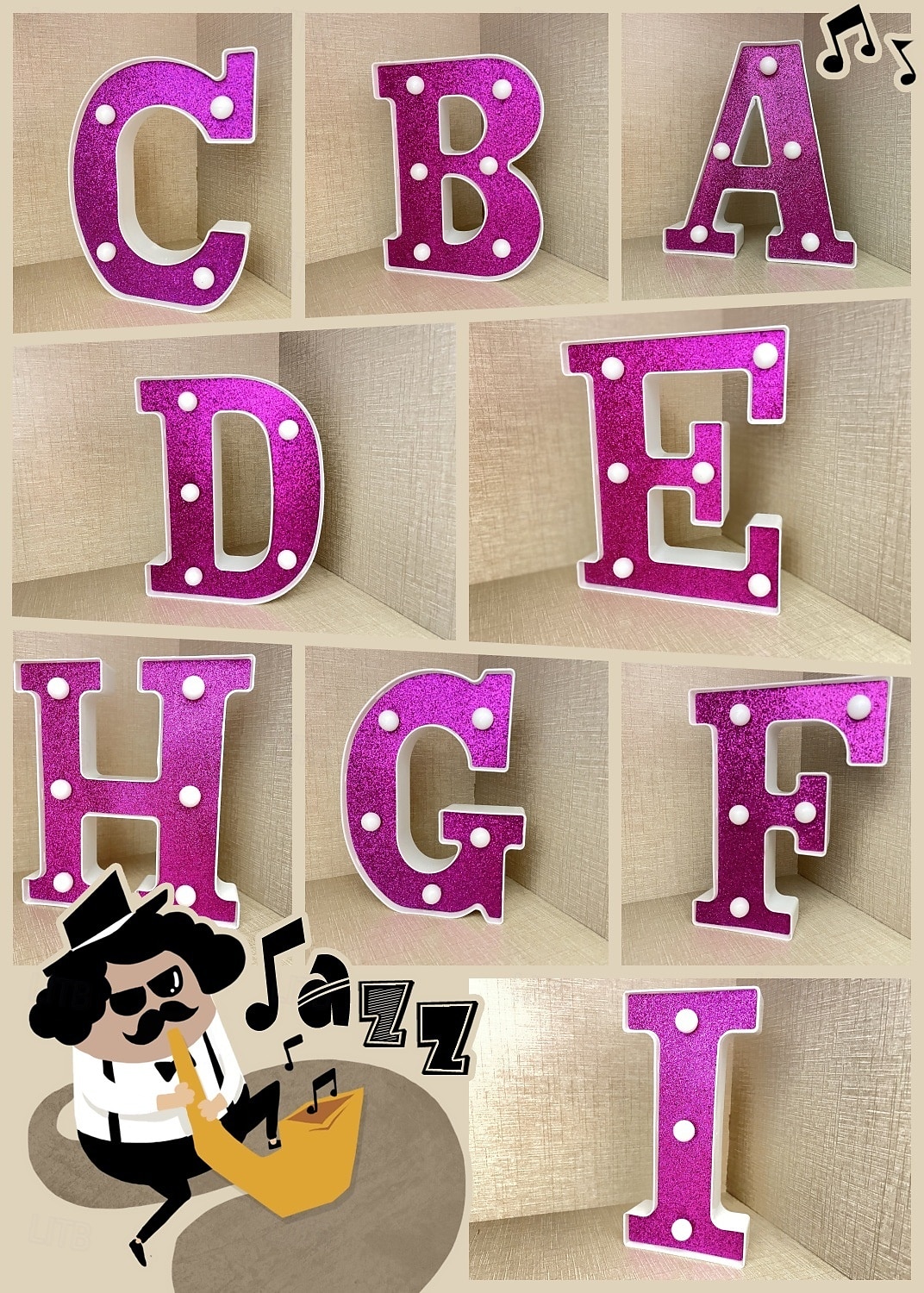 Luci decorative con lettere viola da 16 cm, luci per feste, compleanno, Natale del 2025 a $4.99 –P4