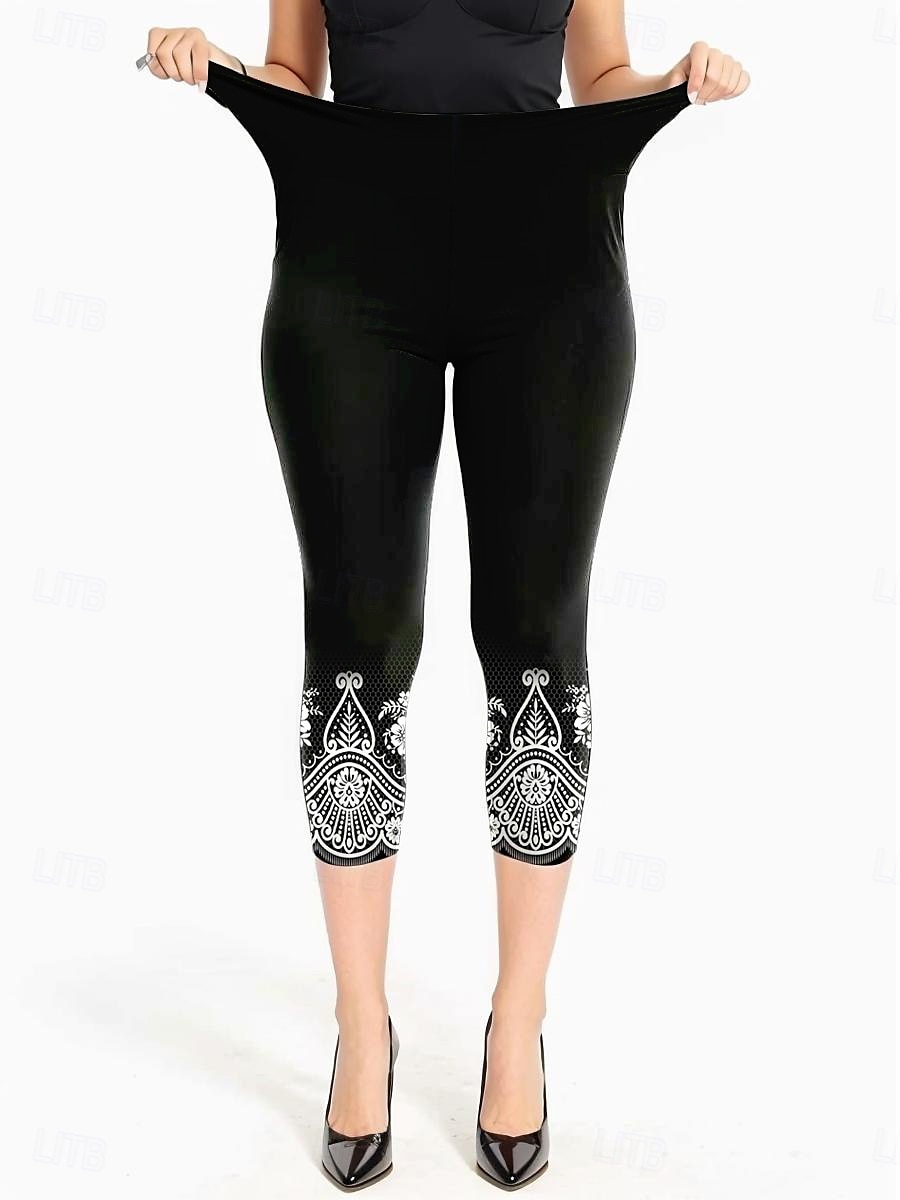 Leggings da donna pantaloni Capri alta elasticità moda vacanza vintage lunghezza al polpaccio vita media stampa floreale grafica traspirante morbido elasticizzato formale vacanza strada blu egg di del 2025 a $18.99 –P4