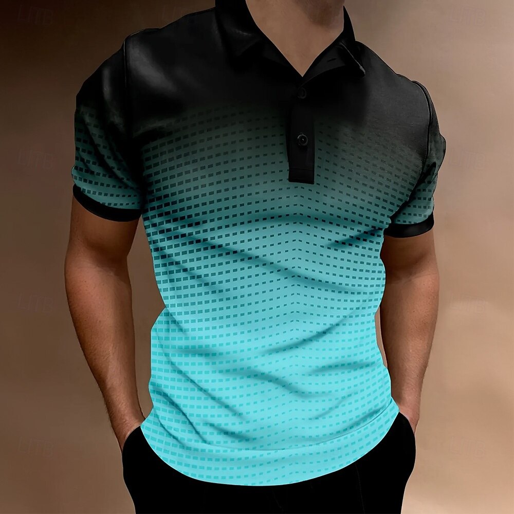 Per uomo Geometrico Polo Manica Corta Magliette polo Camicie con Colletto Business Casual Scuola All'aperto Athleisure Abbigliamento quotidiano Stampa 3D Estate azzurro cielo Azzurro cielo Viola del 2025 a $23.99 –P5