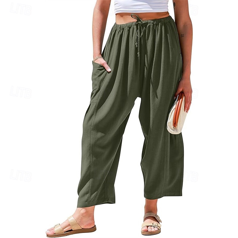 Per donna Gamba larga Pantaloni Vacanza Moda Lunghezza intera Misura del girovita medio Semplice Elastico in vita Traspirante Confortevole Micro-elastico Streetwear Abbigliamento quotidiano Uscire del 2025 a $30.99 –P17
