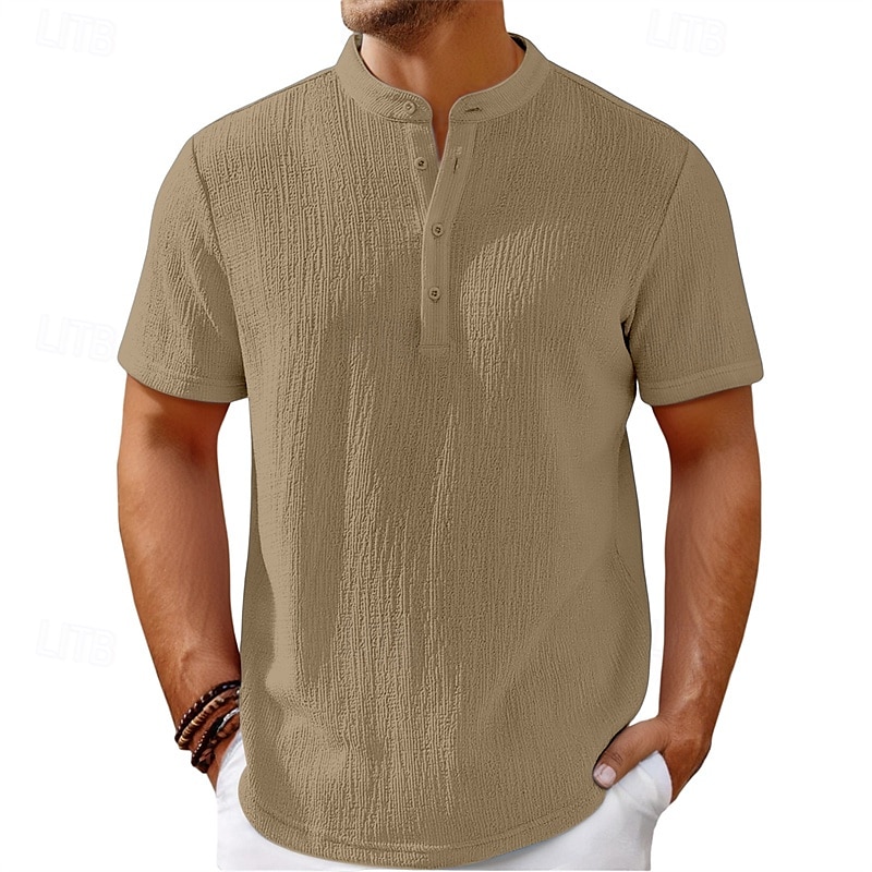 Per uomo Camicia Camicia Estiva Camicia casual Camicia da Spiaggia Camicia con Bottoni Nero Bianco Blu marino Kaki Beige Manica Corta Semplice Henley Ferie Casual Quotidiano Bottonato Abbigliamento del 2025 a $21.99 –P5
