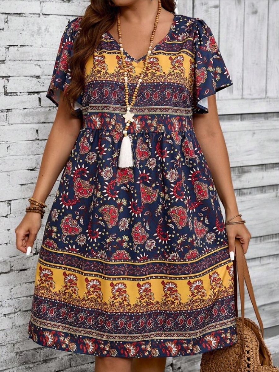 Women's Mini Dress Casual Dress Floral Dress Summer Dress Boho Dress Fashion Modern Daily Beach Weekend Regular Fit Floral Short Sleeve V Neck Black White Royal Blue Blue Summer 2025 - $17.99 –P7