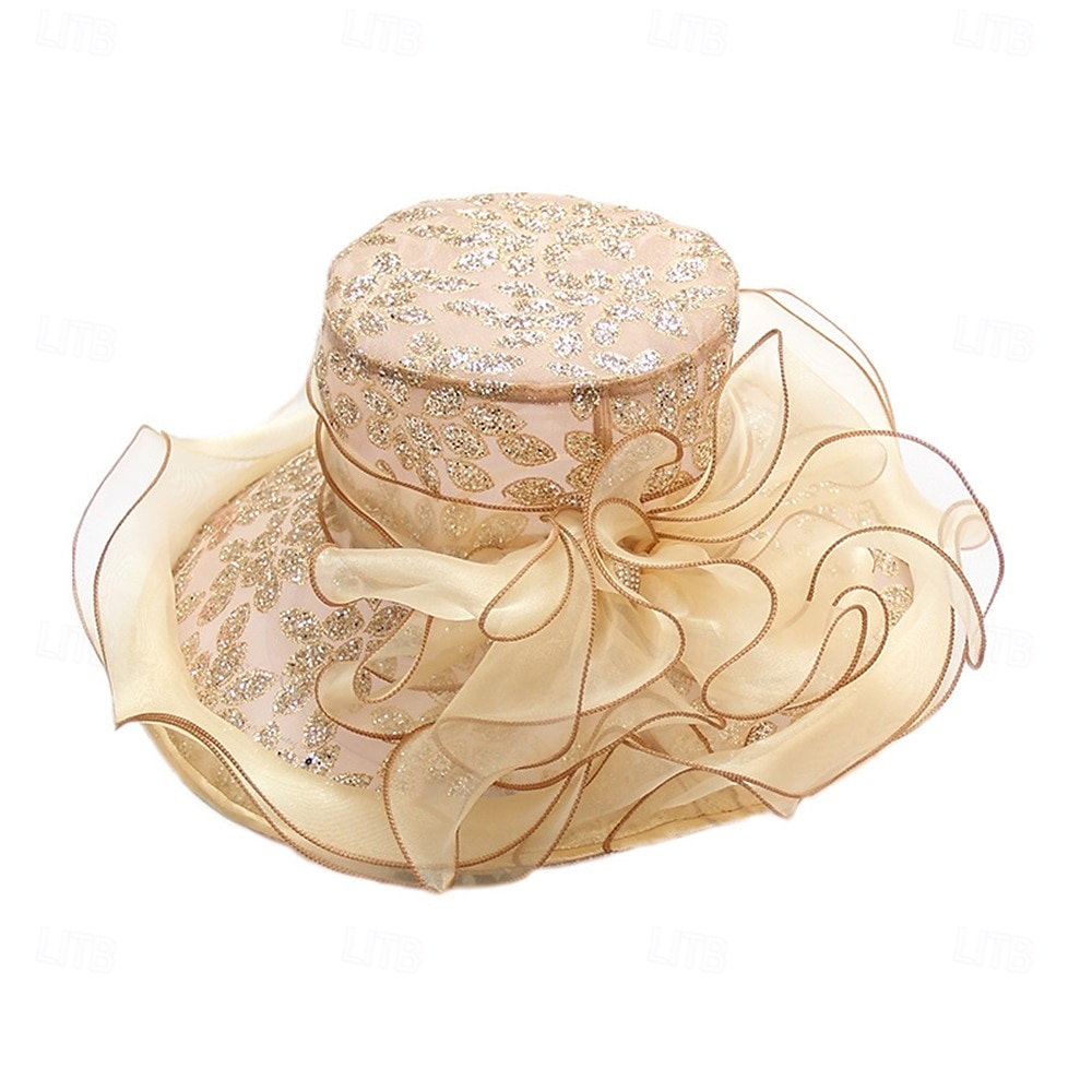 Hats Organza Sun Hat Holiday Tea Party Horse Race Cocktail Elegant Vintage Cute With Floral Headpiece Headwear 2025 - $26.99 –P5