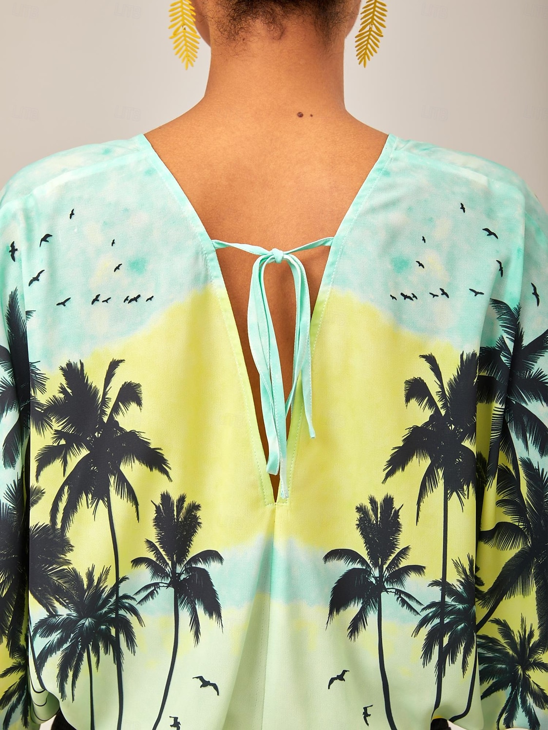 casual strandbodysuit met palmboomprint en vakantiestijl 2025 - $41.99 –P4