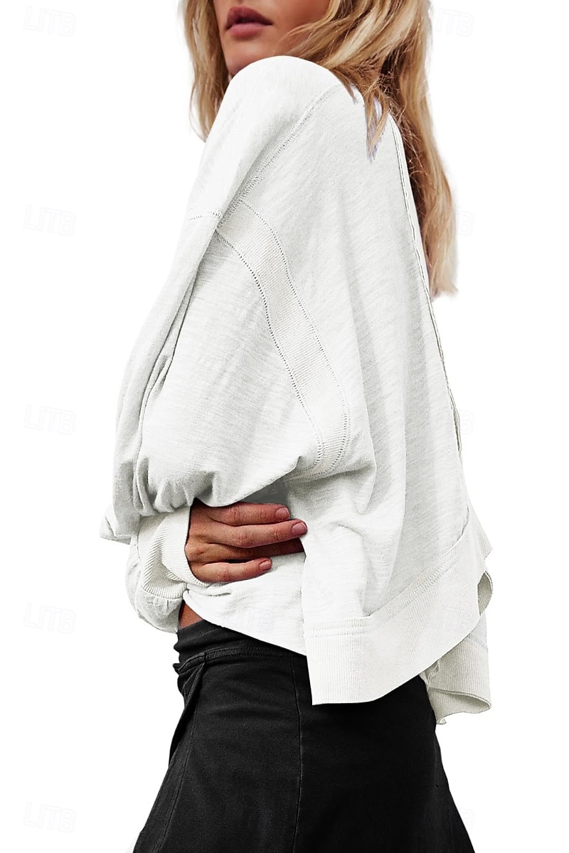 Damen Bluse Oberteil mit Ösen Einfach Modern Lässig Langarm Rundhalsausschnitt Normale Oberteile Täglich Ferien Ausgehen Ausschnitt Weiß Dunkelgray Aprikose Sommer 2025 - $28.99 –P11