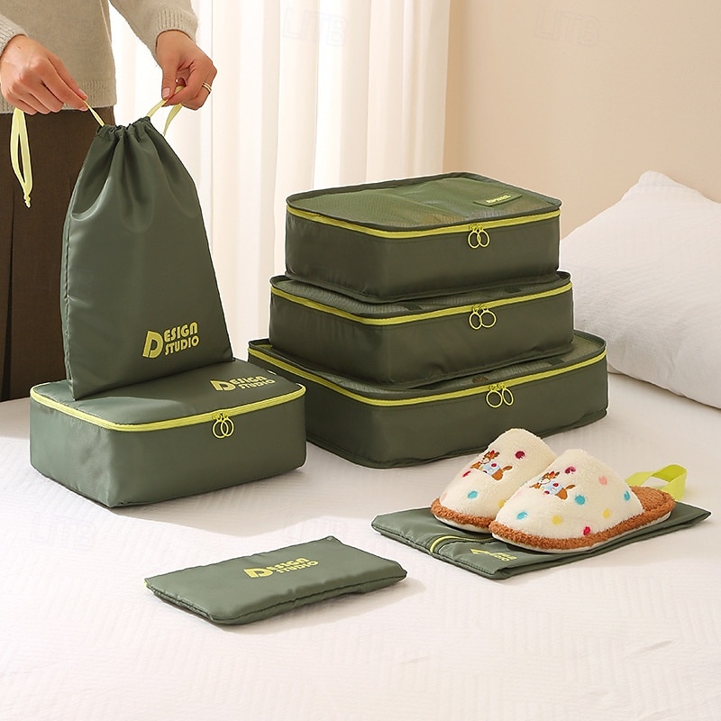 sada cestovních kompresních balících kostek, 7dílné tašky na organizování zavazadel na kufr, silné keprové vodotěsné úložné tašky na cesty, přenosné  & univerzální 2026 - $19.99 –P5