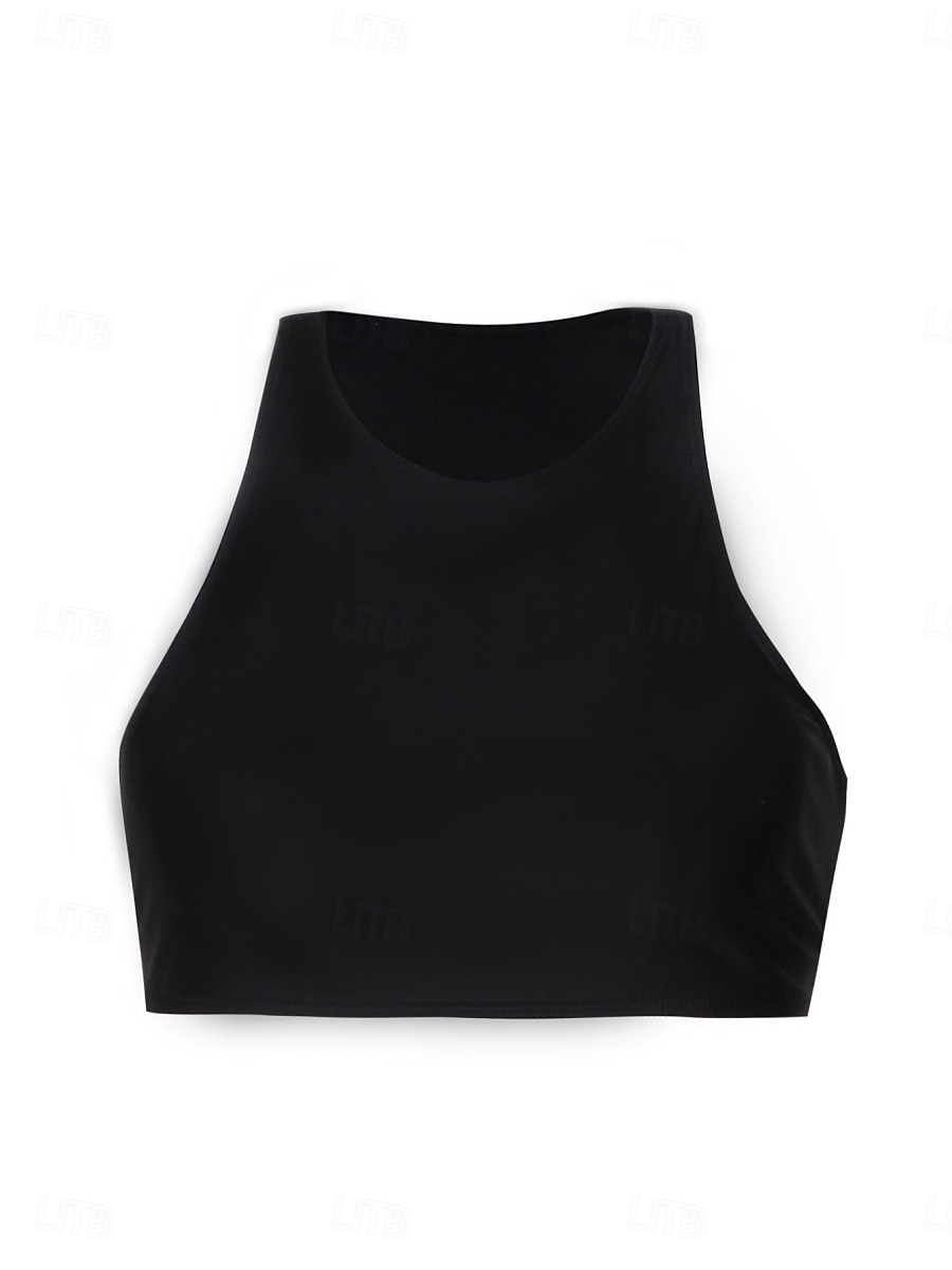 Women's Swimsuits Bikini 2 Piece Briefs Swimsuit Backless Slim Vacation Beach Wear Solid Color Round Neck Sleeveless Bathing Suits 2025 - $16.99 –P7