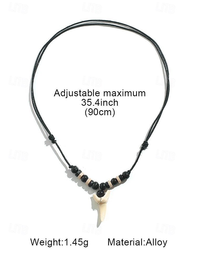 Men's Shark Tooth Pendant Necklace – Handmade Tribal Style Beaded Surfer Jewelry with Adjustable Rope Cord for Beach, Vacation & Casual Wear 2026 - $11.99 –P6
