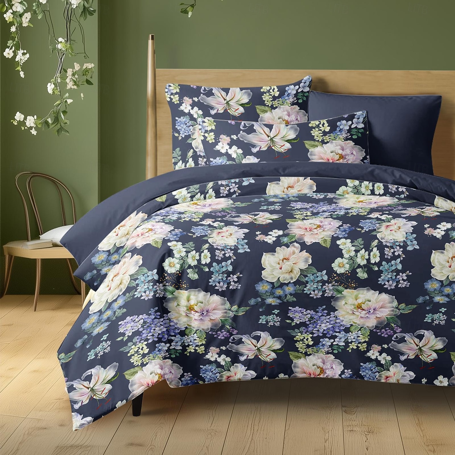 Blommor Duvet Set 100% Bomull Mjuk och Andningsbar Sängkläder Med Färgglada Blommor Lätt och Hållbar Täcke Bekväm för Alla Säsonger Lätt att Ta Hand Om 2025 - $60.99 –P1
