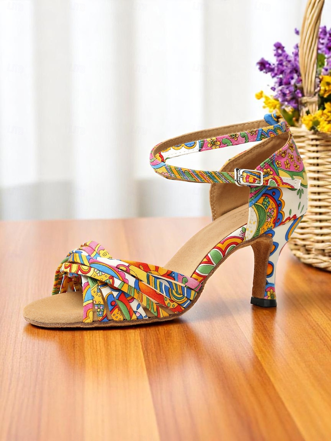 Bunte Latein-Tanzsandalen für Damen – offene Absätze mit Boho-Muster für Salsa-, Samba- und Sommerauftritte für Damen 2025 - $59.99 –P1