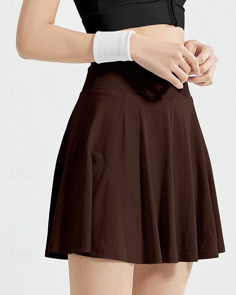 Femmes Couleur Unie Jupe décontractée Jupes de tennis Jupes de tennis avec shorts Plissé Poches Latérales Extensible Tennis Le golf Pickleball Bas Noir Ivoire Vert clair Spandex Vêtements de tennis de 2026 ? $17.99 –P12