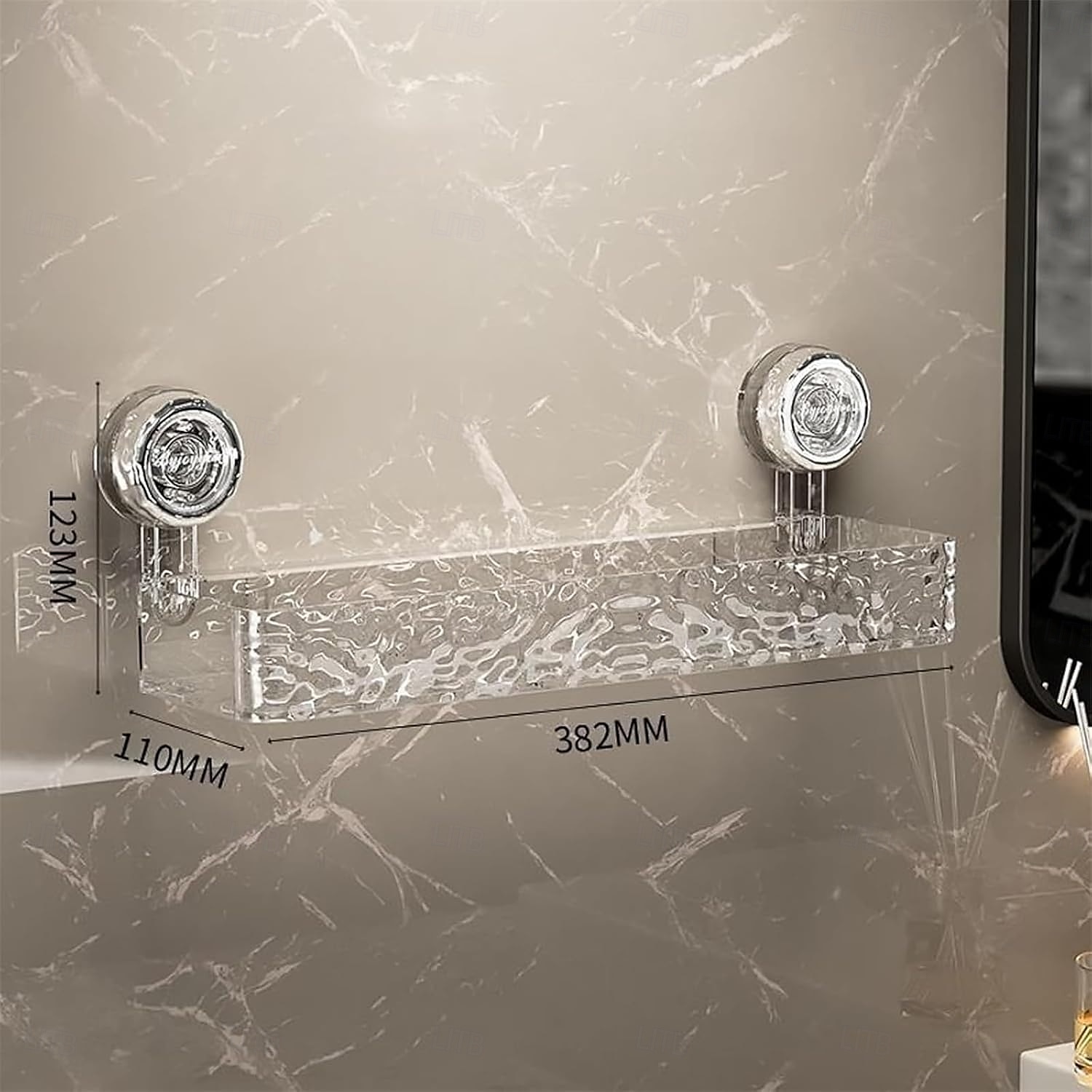 Suporte de armazenamento com ventosa ondulada, prateleira com ventosa com padrão de geleira leve, prateleira de armazenamento de cozinha sem furadeira, prateleira de armazenamento transparente montada de 2025 por $21.99 –P13