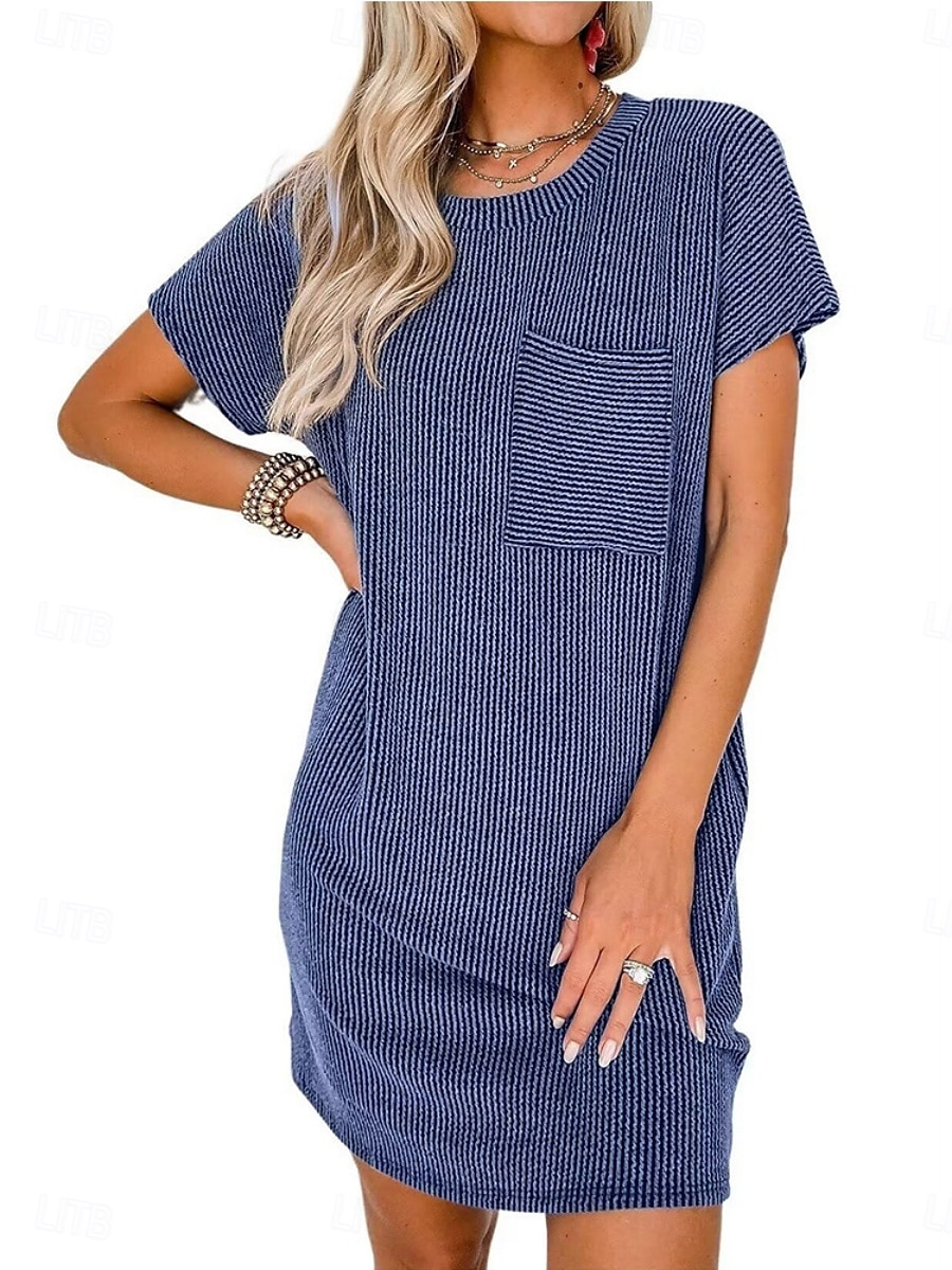 Women's Mini Dress T Shirt Dress Tee Dress Solid Color Summer Dress Casual Daily Regular Fit Graphic Short Sleeve Crew Neck Black Pink Blue Green Summer 2025 - $29.99 –P1