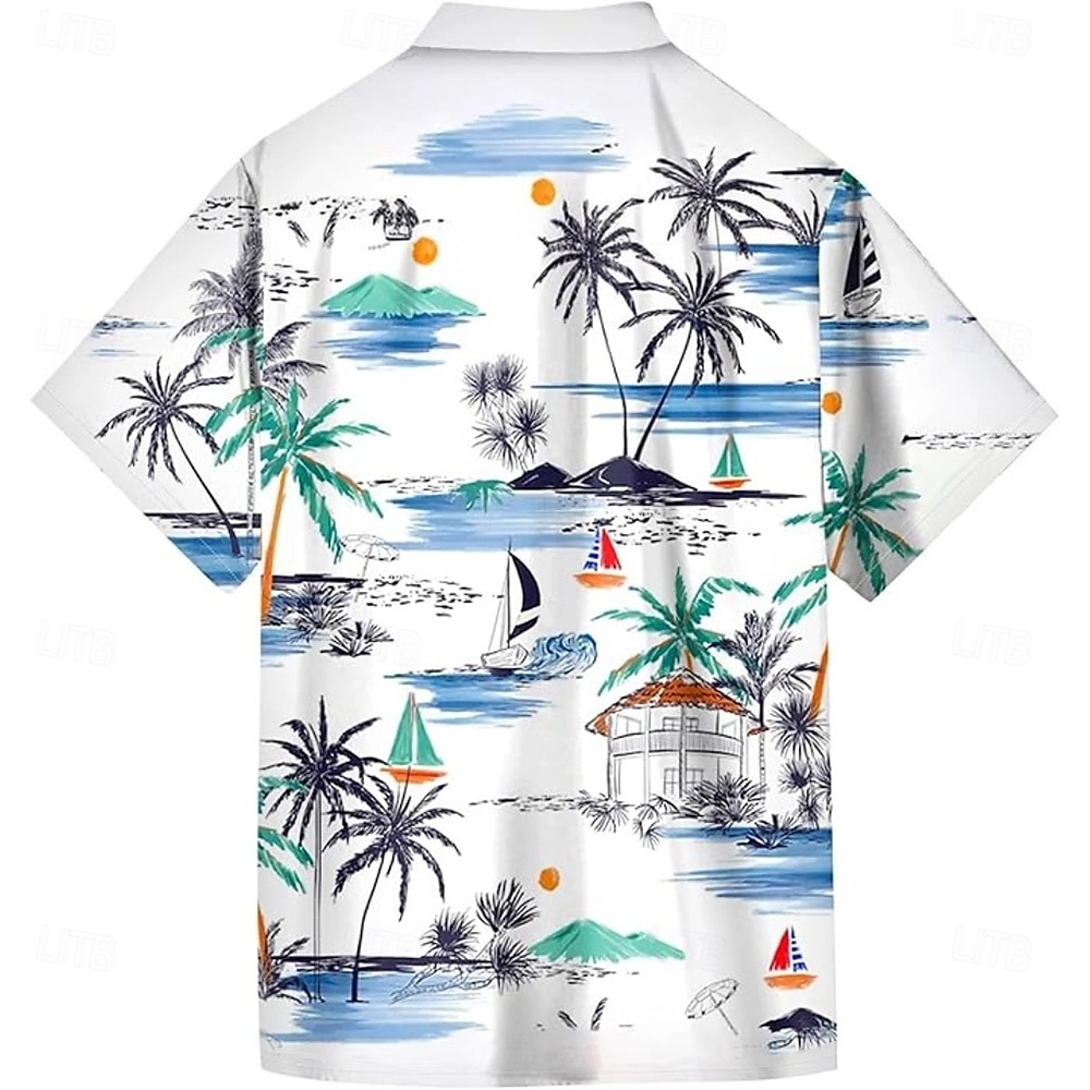 Férfi Kókuszfa Trópusi virágok Ing Hawaii ing Gombos póló Rövid ujjú Hawaii Vakáció Szabadság Strandruházat Nyár Tavasz Térfogatcsökkenés 3D nyomtatás galléros ingek Sárga Medence 2025 - $23.99 –P2