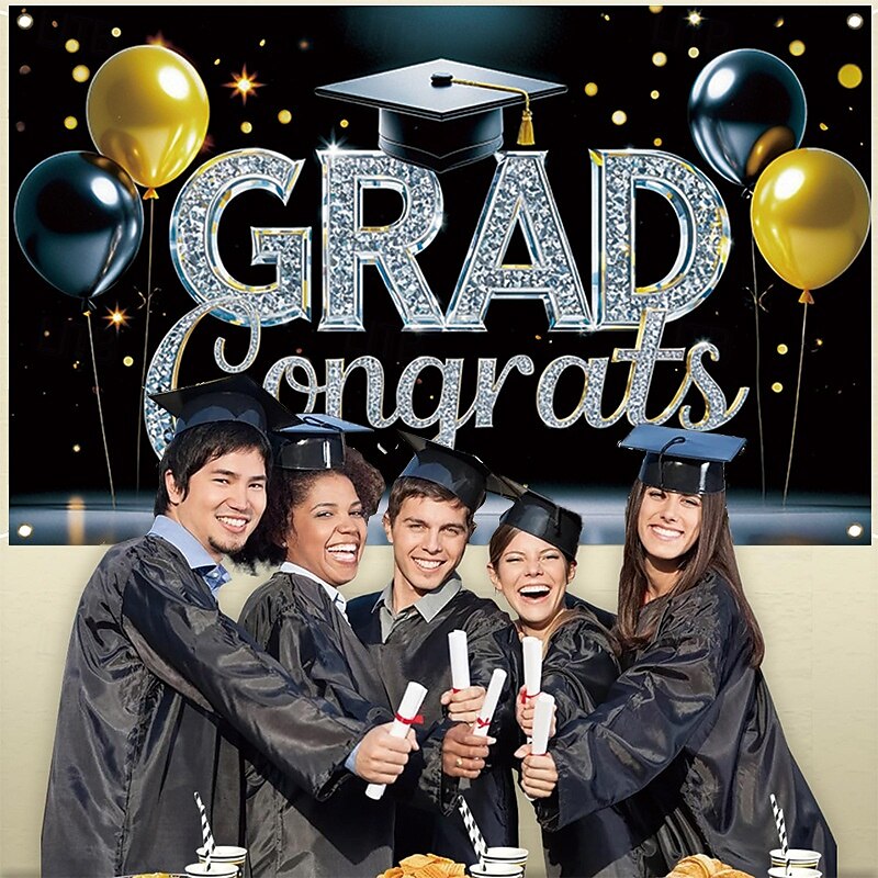 Gefeliciteerd Grad Banner Afstudeerachtergrond Afstudeerdecoraties 2025 Gefeliciteerd Afgestudeerde Banner Grad Decoraties Patio Tuin School 2025 - $13.99 –P6