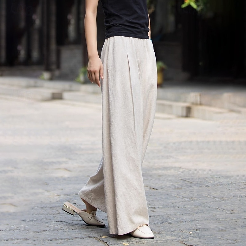 Per donna Pantaloncini in cotone e lino Pantaloni ispirati al lino Pantaloni in cotone e lino Streetwear Casual Lunghezza intera Naturale Semplice Tasca Elastico in vita All'aperto Confortevole del 2025 a GBP £27.99 –P8