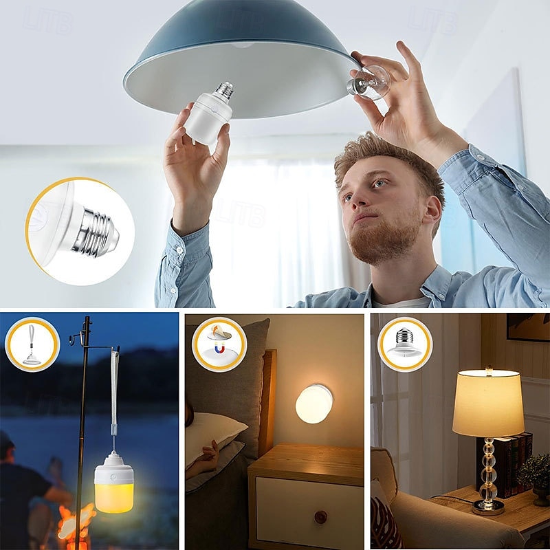 1 Stück E27 Lampenkopf zum Aufladen, magnetisch, kleines Nachtlicht, abnehmbare Fernbedienung, Nachttischlampe, Wandleuchte, einstellbare Dimmzeit, Typ-C-Schnittstelle 2025 - $17.99 –P6