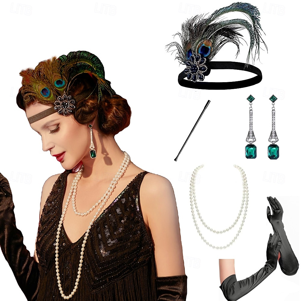 1920-as évek A nagy Gatsby Flapper fejpánt A nagy Gatsby Toll Retro Csillogó glitter Kristály / Strassz Jelmez Női Farsang Valentin nap Álarcos mulatság Party estélyi viselet Álarcos mulatság 2025 - $24.99 –P1