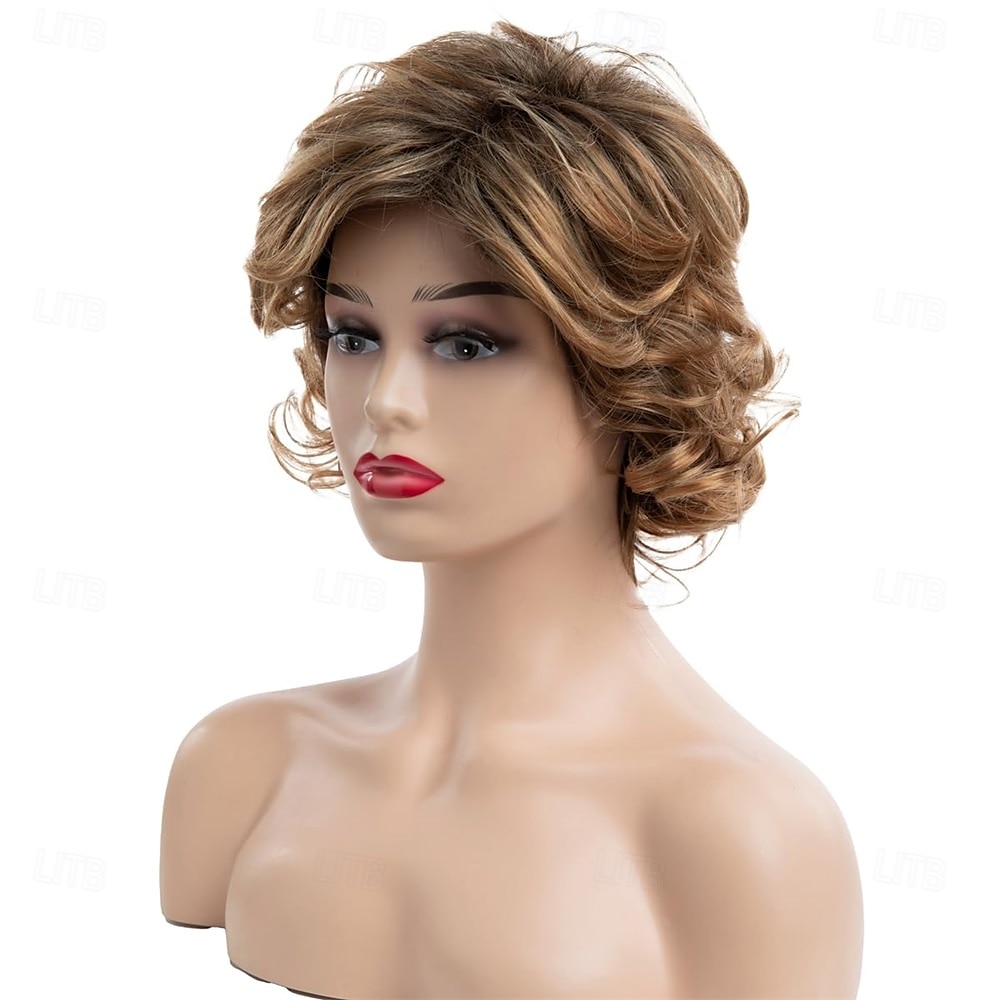 krótkie blond peruki dla kobiet krótkie fryzury pixie kręcone włosy peruka puszyste naturalne wyglądające syntetyczne włosy codzienne peruki 2026 - $25.99 –P4