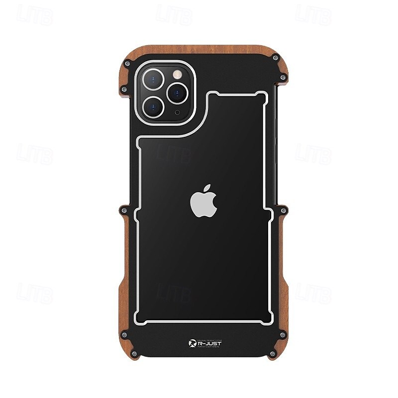 Wood Metal Bumper Frame Case for iPhone 15 Pro Max 14 Plus 13 12 11 Pro Max X XR XS – 4-Corner Shockproof Protection, Solid Color Aluminum Alloy Edge Cover 2025 - $36.99 –P10