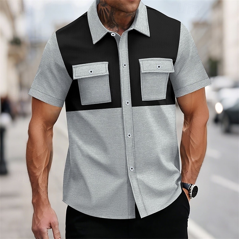 Herren Hemd Sommerhemd Freizeithemd Strandhemd Knopfhemd Schwarz Wein Dunkelgrün Grau Kurzarm Bedruckt Revers Urlaub Hawaiianisch Bekleidung Polyester Mode Lässig Bequem Tasche 2025 - $25.99 –P9