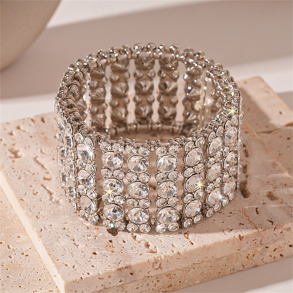 Bracciale zirconia stile vintage classico goccia moda vintage trendy cromo gioielli argento  argento 2 per festa di matrimonio fidanzamento prom del 2025 a $23.99 –P4