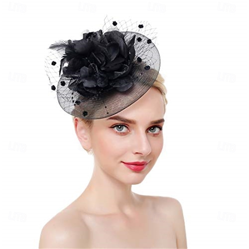 fascinators hatt för kvinnor teparty headpiece bröllop cocktail blomma mesh fjädrar hårklämma 20-tal flapper fascinators 2025 - $33.99 –P13