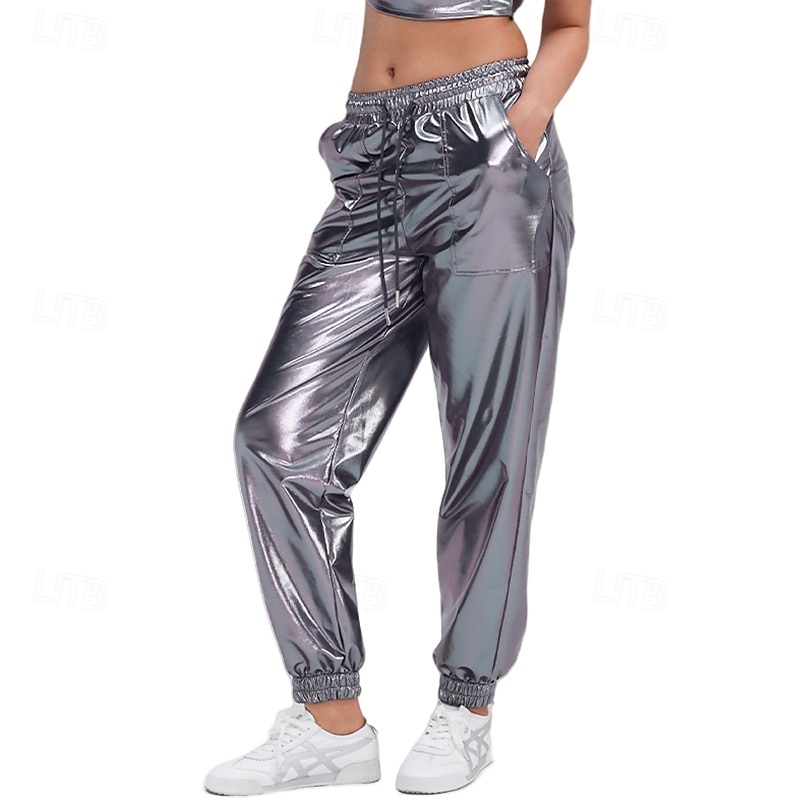 Retro Vintage 1980er Knöchellänge Hose Jogger Disco Lack-Latex glänzend Metallisch Einfarbig Kostüm Herren Halloween Karneval Pride Parade Pride-Monat Erwachsene Hose Ganzjahres 2025 - $23.99 –P8