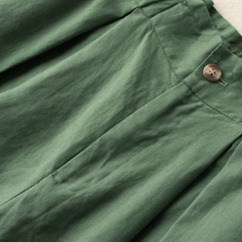 Dame Shorts i bomullslin Shorts Bukser Gatemote Fritid Knelengde Naturlig عادي Lomme Elastisk midje Utendørs Bekvem utendørs Feriereise Aprikos Grønn Kakifarget Sommer Normal 2025 - $26.99 –P10