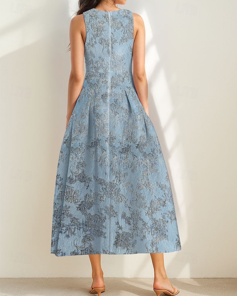 Floral Brocade Jacquard Cocktail Dresses Elegant Dress Formal Semi Forml Wedding Ankle Length Sleeveless V Neck with Slit 2025 - $132.99 –P6