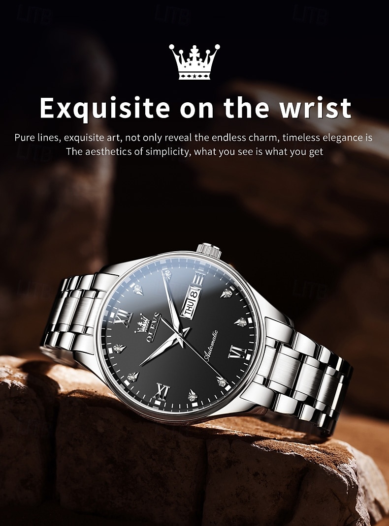 OLEVS Men's Mechanical Watch, Minimalist Fashion, Automatic Self-Winding, Luminous Date Week, Waterproof Steel Watch 2025 - $119.99 –P9