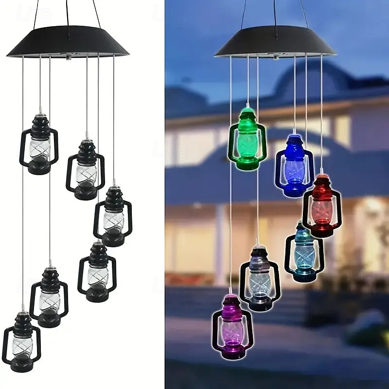 Lumière de carillon à vent solaire 6 LED IP65 étanche lanterne suspendue lumière jaune chaude pour patio balcon et décoration de jardin de 2025 ? $18.99 –P3