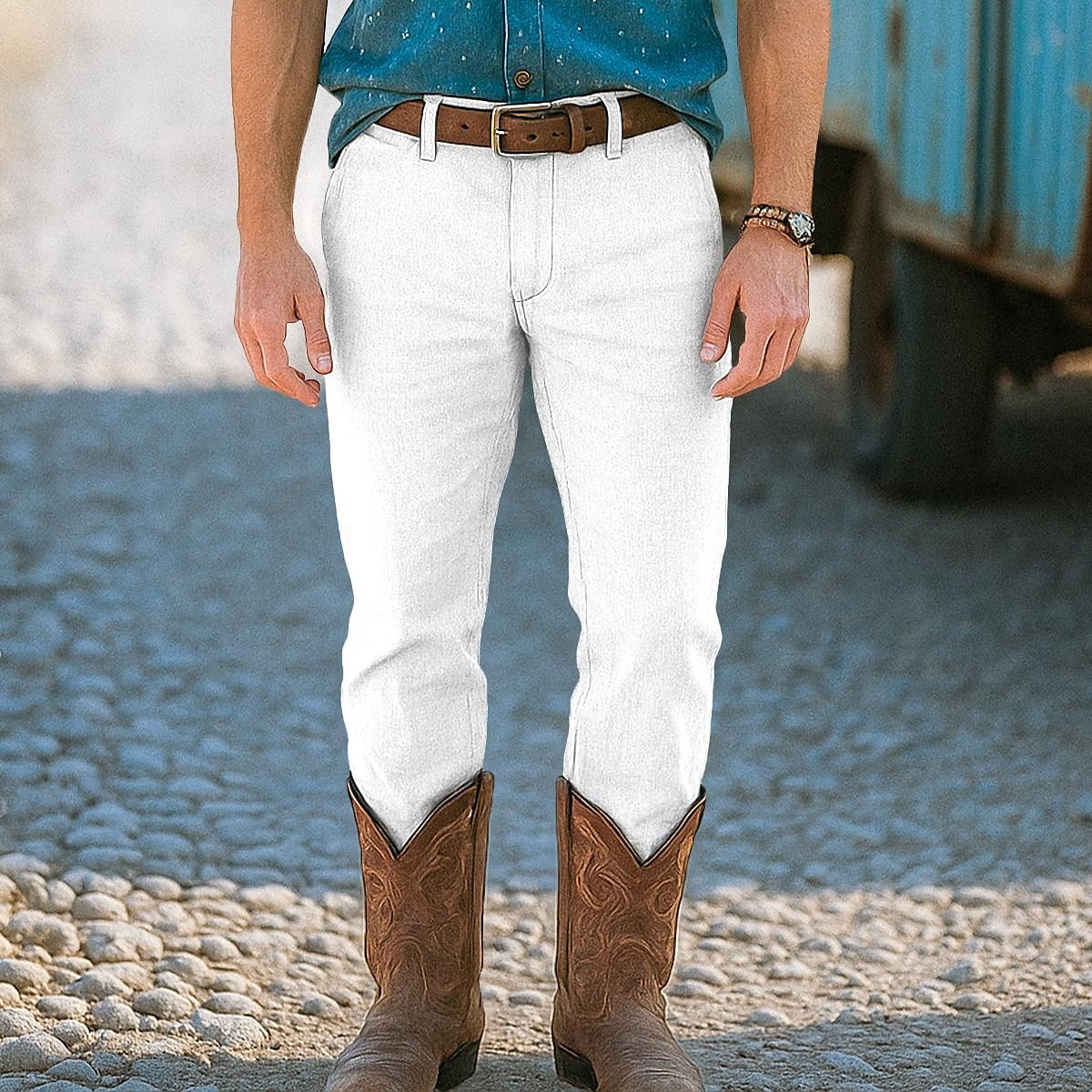 Hombre pantalones de traje Pantalones de lino Pantalones Pantalones de verano Pantalones de playa Bolsillo delantero Pierna recta Plano Comodidad Transpirable Longitud total Formal Negocio Festivos 2025 - $25.99 –P1