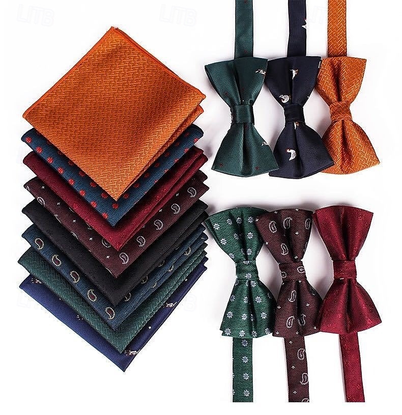 Corbata de Moño Vintage para Boda de Hombres Fiesta Regreso a Casa Corbata de Moño con Estampado Floral Burdeos Azul Marino Verde Oscuro 2025 - $15.99 –P1