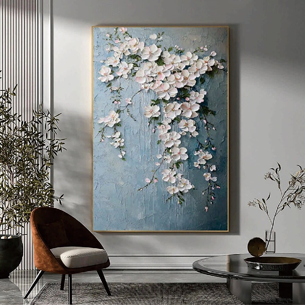 Peinture à l'huile de fleurs peintes à la main, peinture de fleurs sauvages, texture 3D faite à la main, peinture de fleurs en fleurs, toile de très grande taille, peinture de flore, art mural, de 2025 ? $85.99 –P4