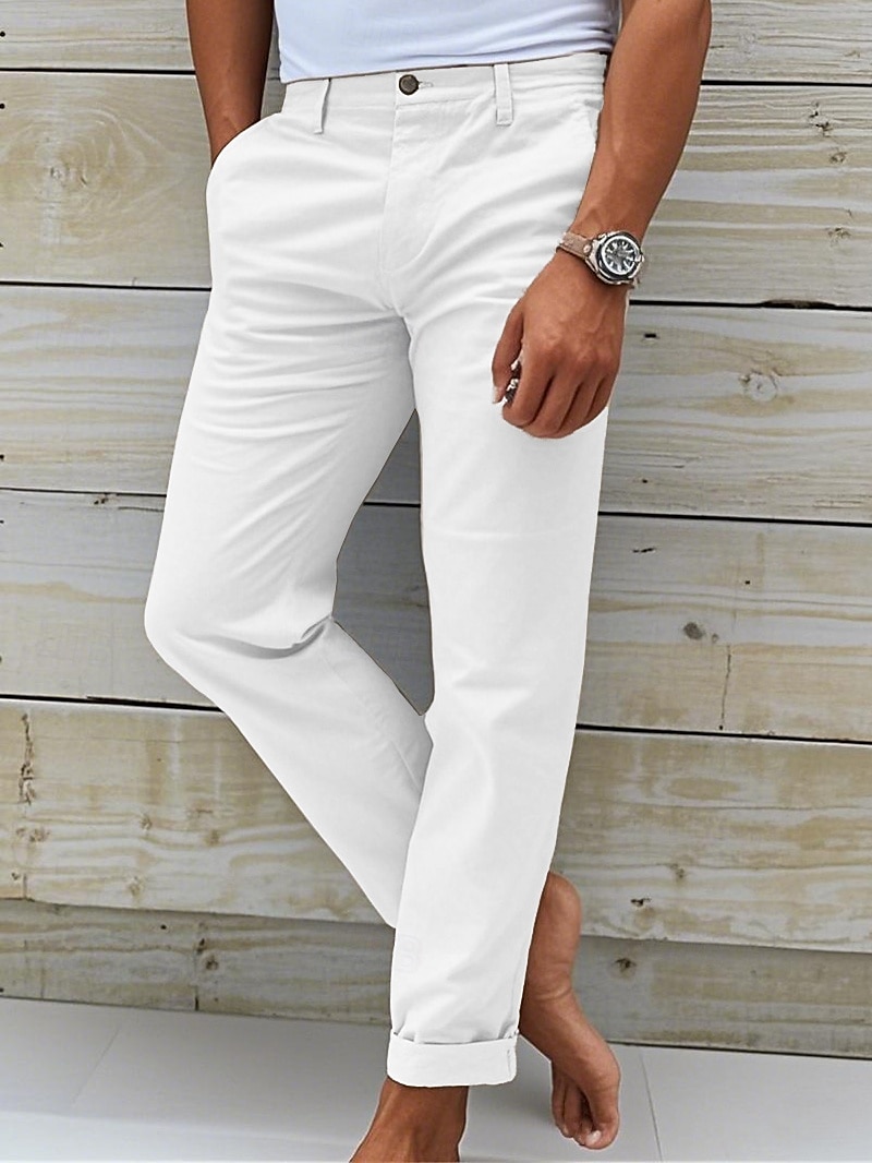 Pánské Kalhoty chinos Kalhoty Chino kalhoty Knoflíky Kapsy Bez vzoru Pohodlné Denní Klasický styl Černá Bílá Lehce elastické 2025 - $26.99 –P1