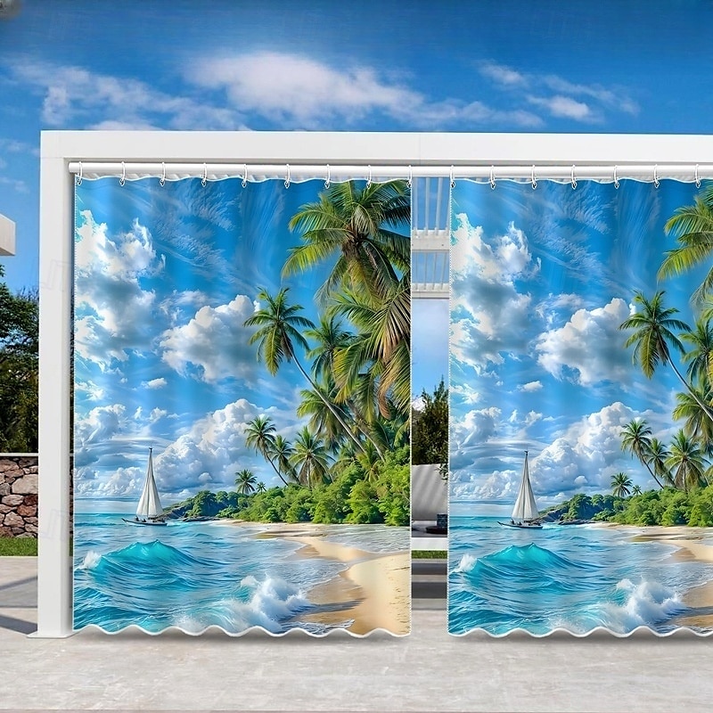 Vízálló Kültéri Függöny Magánélet Tolóteraszos Függöny Pergola Függönyök Fülekkel 3D Táj Tengerparti Kép A Kerti Pavilonhoz Erkélyhez Porchhoz Partira 1 Panel 2025 - $34.99 –P8