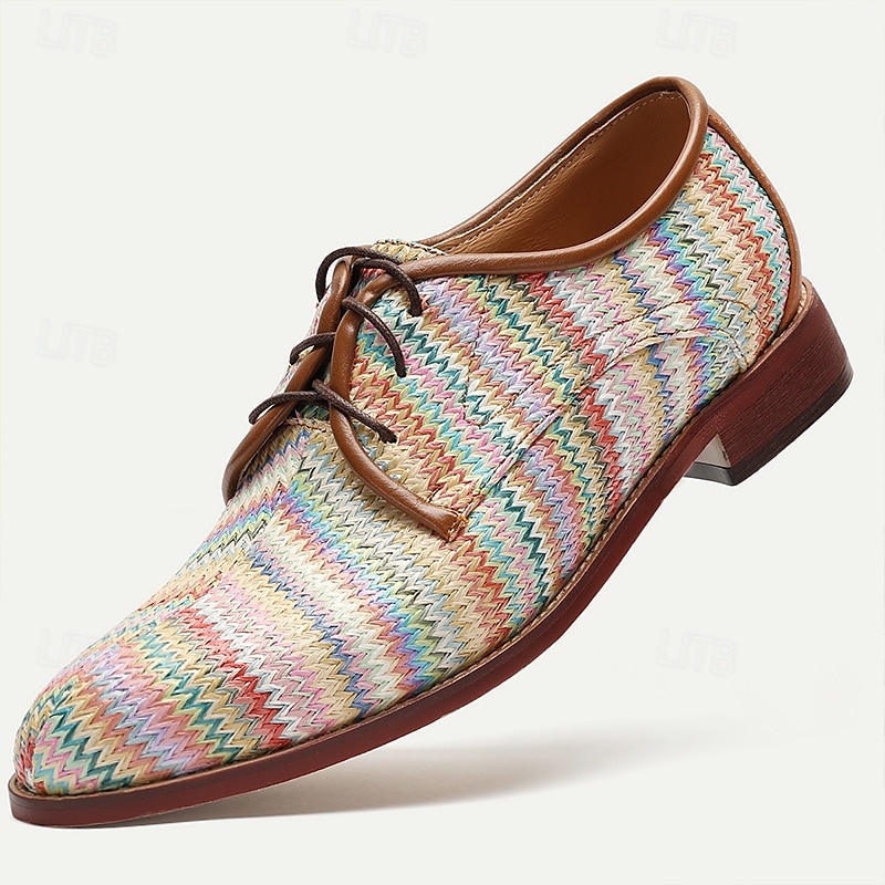 mäns flerfärgade vävmönster oxford skor – retro casual klänning skor för kreativa proffs och helgevenemang 2025 - $46.99 –P1