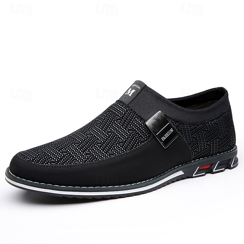 svarte slip-on joggesko for menn med teksturert design – komfortable sko for fritids- og hverdagsbruk 2025 - $34.99 –P3