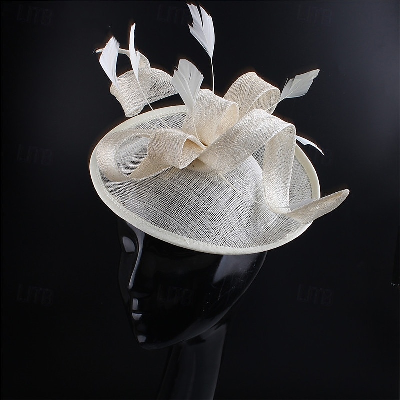 Kopfstück Federn Sinamay Hochzeit Abendgesellschaft Elegant Hochzeit Mit Feder Kopfschmuck Kopfbedeckung 2025 - $31.99 –P13