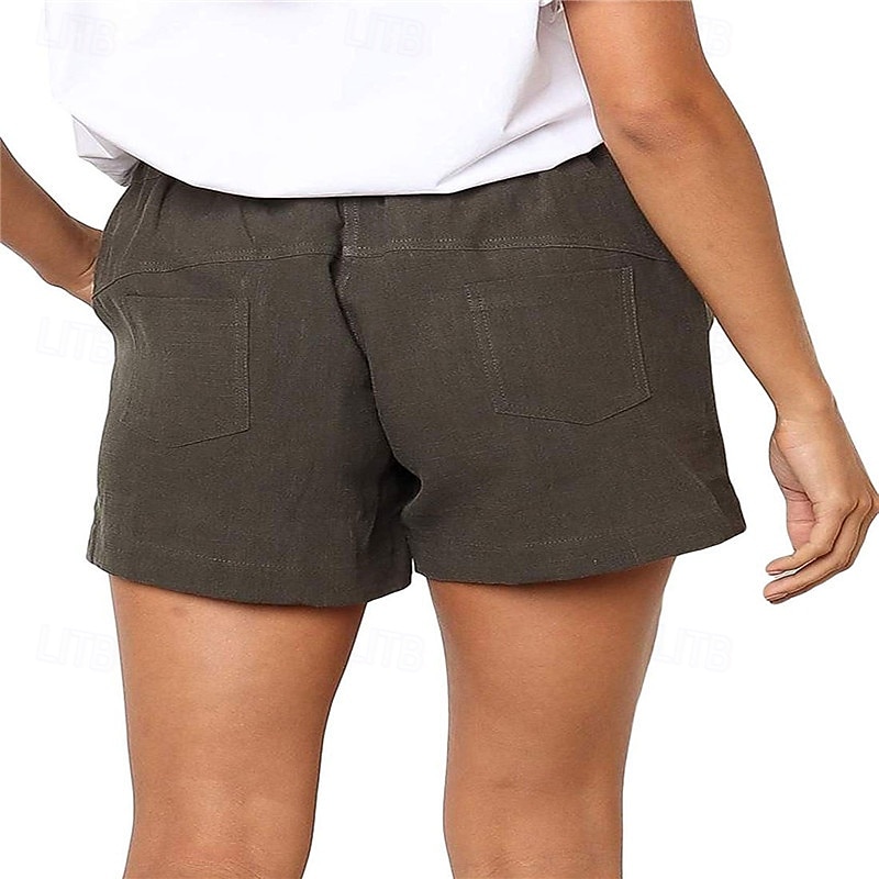 Dámské šortky baggy kalhoty chinos móda streetwear základní krátké vysoký pas jednobarevné kapsy elastický pás pohodlné měkké mikroelastické venkovní ulice černá khaki světle modrá šedá léto 2025 - $15.99 –P7