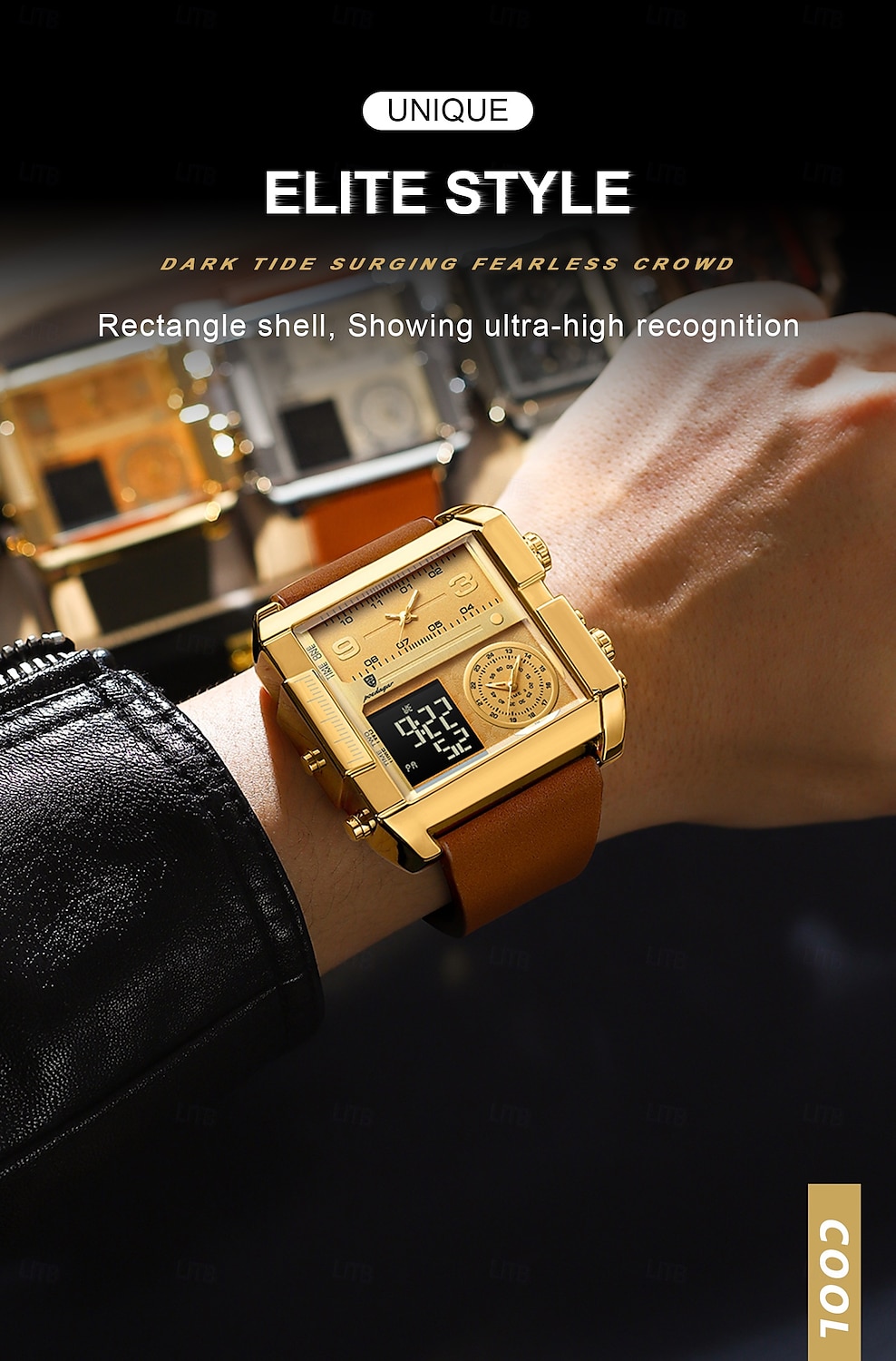 Мужские цифровые часы Кварцевые Часы Ретро Винтажные Большие циферблаты наручные часы LED Подсветка Хронограф Водонепроницаемые Часы из натуральной кожи 2026 - $37.99 –P2