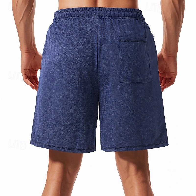Men's Athletic Shorts Sweat Shorts Shorts Summer Shorts Pocket Drawstring Elastic Waist Plain Comfort Breathable Short Outdoor Sports Classic Casual Black Navy Blue 2025 - $17.99 –P13