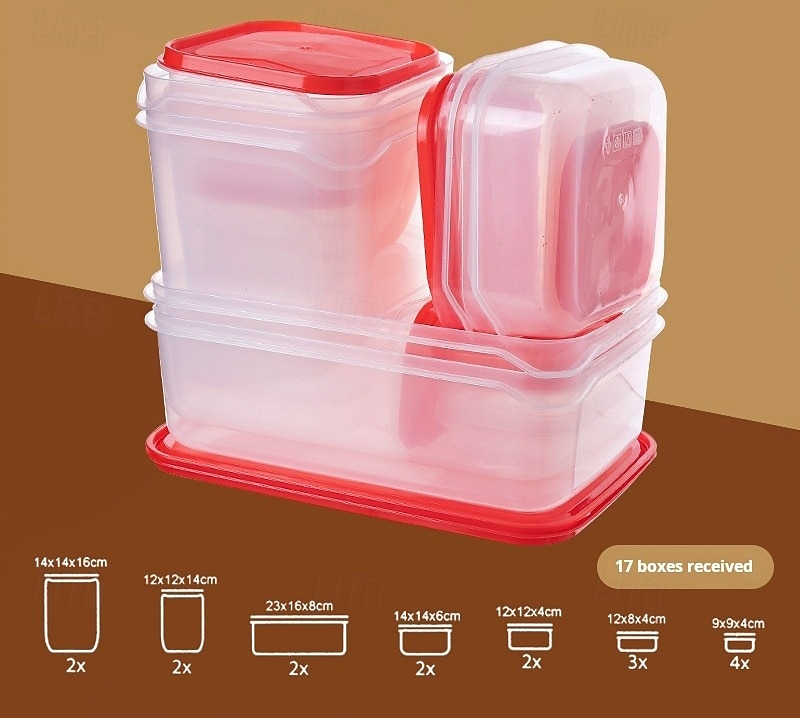 17PCS Food Container Fridge Bins, Leakproof Food Grade Plastic Various Sizes with Lid for Leftover Meals 2025 - $11.99 –P2