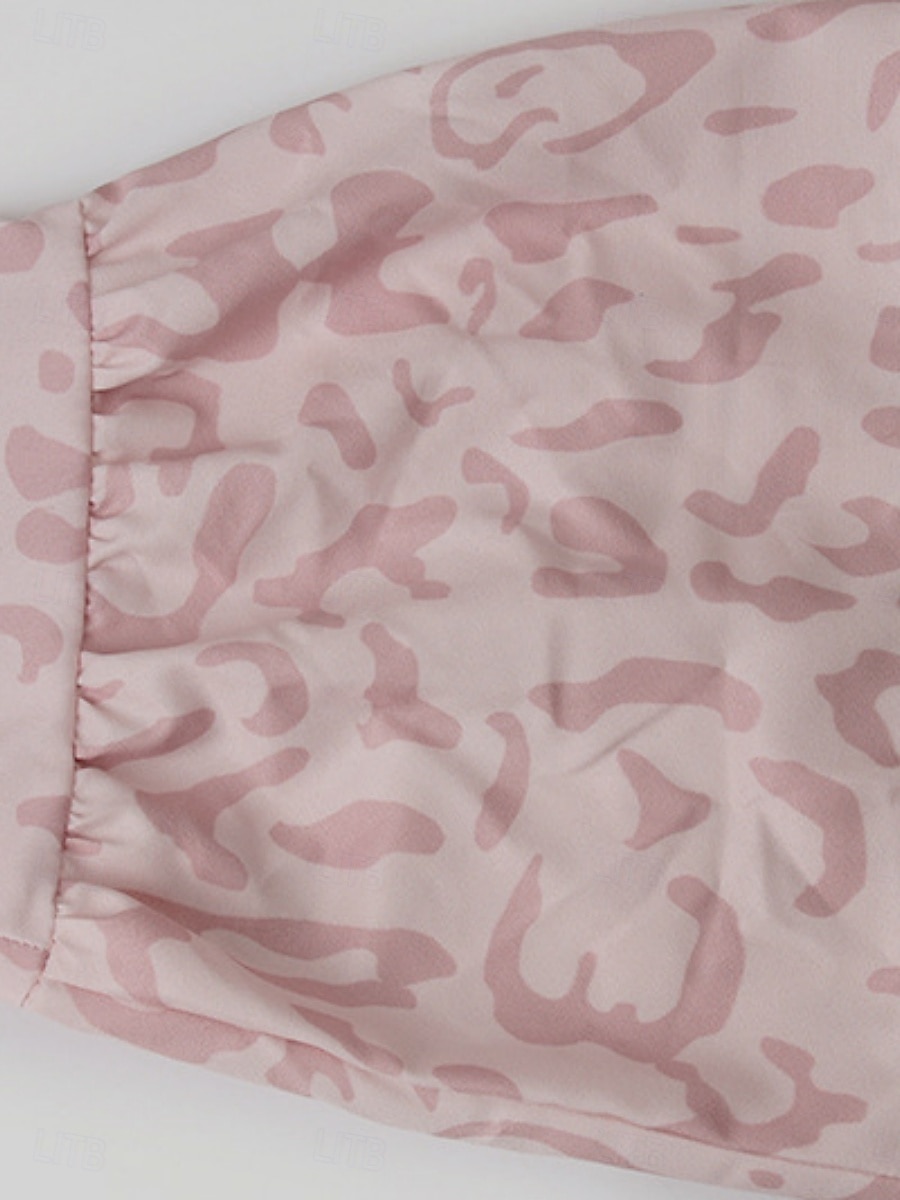 Dam Mini klänning Volangkjol Ledigt Utomhus Utekväll Lös passning Grafisk Leopard 3/4 ärm V-hals Svart Vit Rodnande Rosa Blå Sommar 2025 - $31.99 –P7