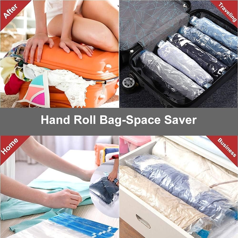 Paquete de 10 bolsas de compresión para ahorrar espacio en viajes (no se necesita vacío ni bomba), bolsas de almacenamiento al vacío para artículos esenciales de viaje, organizadores de embalaje para 2025 - $13.99 –P6