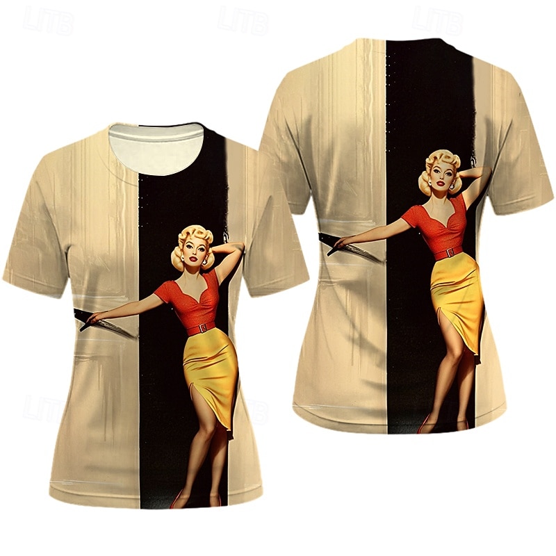T-shirt Retro Poster Retro Girl 1950s Retro Vintage T-shirt Sleeve Graphic for Women's Adults' 3D Print  for Masquerade Daily Vacation Party 2026 - $17.49 –P2