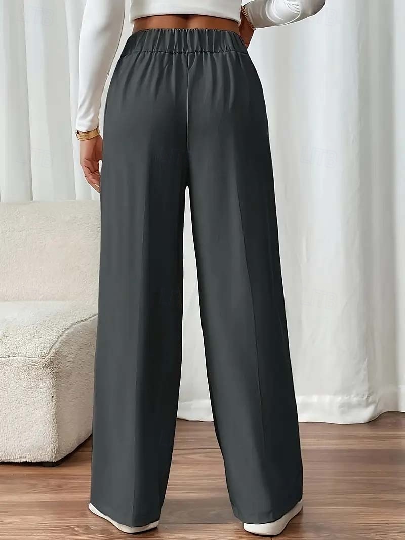 Femmes Slacks Mode Chino Longueur complète Taille haute Uni Avec Poches Confortable Doux Non Elastique Bureau / Carrière Décontracté Quotidien Abricot Noir Marine foncé Kaki Printemps, Automne de 2025 ? $19.99 –P14